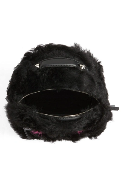 Shop Fendi 'mini Monster' Genuine Shearling & Genuine Mink Fur Backpack - Black In Black/ Fuchsia / Palladium