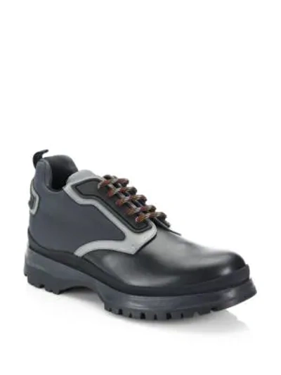 Shop Prada Lace-up Hiking Boots In Black Anthracite