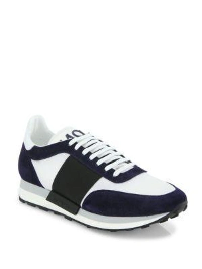 Shop Moncler Horace Suede & Mesh Sneakers In Blue