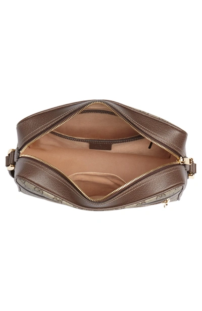 Shop Gucci Ophidia Gg Supreme Shoulder Bag In Beige Ebony/ Acero/ Vert Red