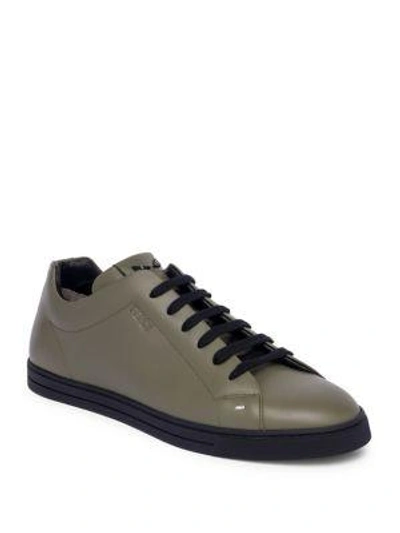 Shop Fendi Face Leather Low-top Sneakers In Equatore