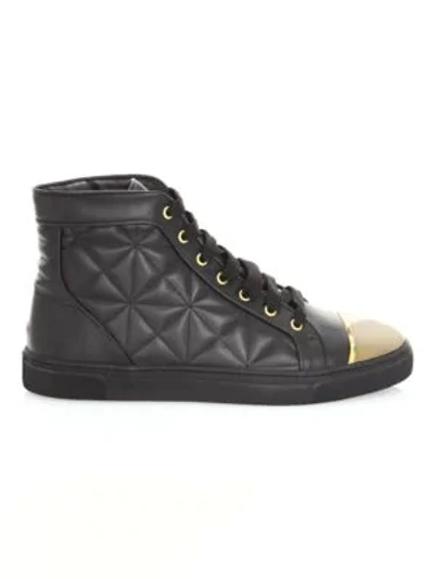 Shop Louis Leeman Quilted Leather High-top Sneakers In Black