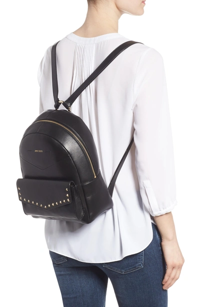 Shop Jimmy Choo Cassie Star Studded Lambskin Leather Backpack - Black