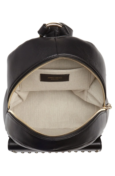 Shop Jimmy Choo Cassie Star Studded Lambskin Leather Backpack - Black