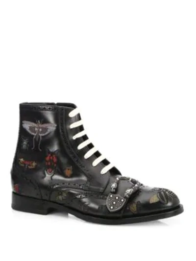 Shop Gucci Queercore Insects Leather Boots In Black