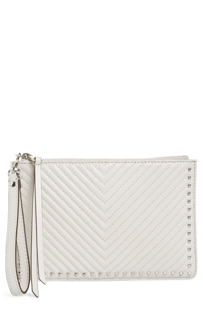 Shop Rebecca Minkoff Quilted Leather Wristlet Pouch - Grey In Putty