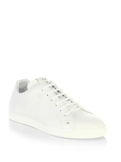 Shop Fendi Face Leather Low-top Sneakers In White