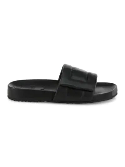 Shop Maison Margiela Puff Leather Grip-tape Slides In Black