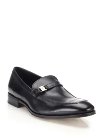 Shop Ferragamo Destin Leather Loafers In Black