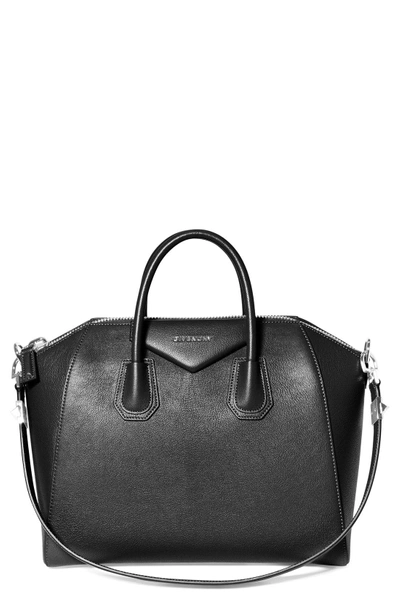 Shop Gucci 'medium Antigona' Sugar Leather Satchel In Black