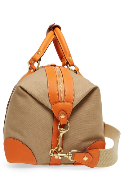 Shop Ghurka Cavalier I Canvas Duffel Bag - Beige In Khaki Twill Orange Trim