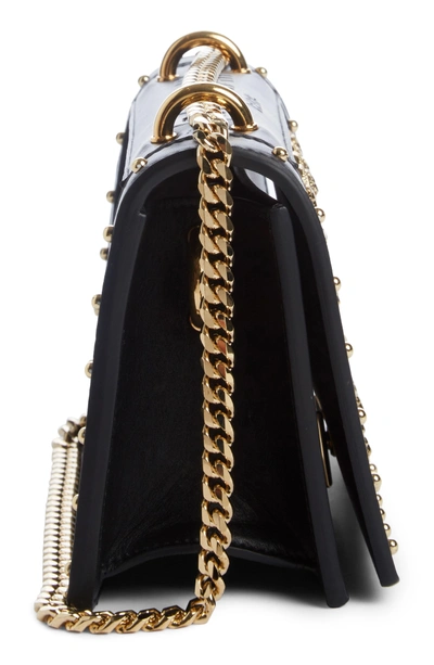 Shop Balmain Love Studded Leather Shoulder Bag - Black In Noir