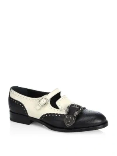 Shop Gucci Queercore Brogue Leather Monk Shoes In Black