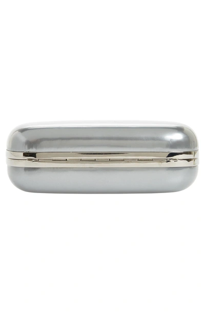 Shop Alexander Mcqueen Knuckle Clasp Metallic Leather Box Clutch - Metallic In Silver