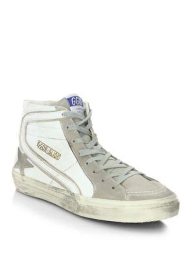 Shop Golden Goose Mid Star Leather Trainers In White