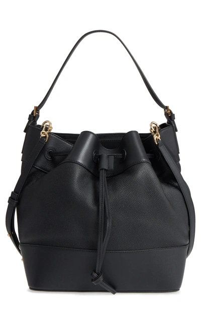 Shop Loewe Midnight Leather Bucket Bag - Black