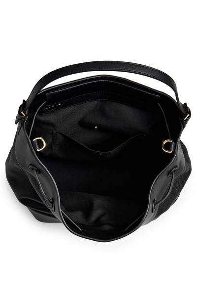 Shop Loewe Midnight Leather Bucket Bag - Black