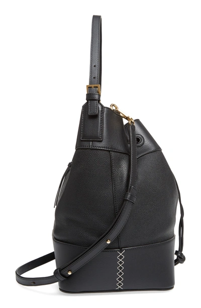 Shop Loewe Midnight Leather Bucket Bag - Black