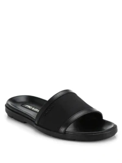 Shop Prada Nylon Slide Sandals In Black