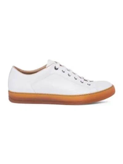 Shop Lanvin Leather Low Top Sneakers In White