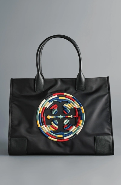 Ella Logo Embroidered Tote Bag in Beige - Tory Burch