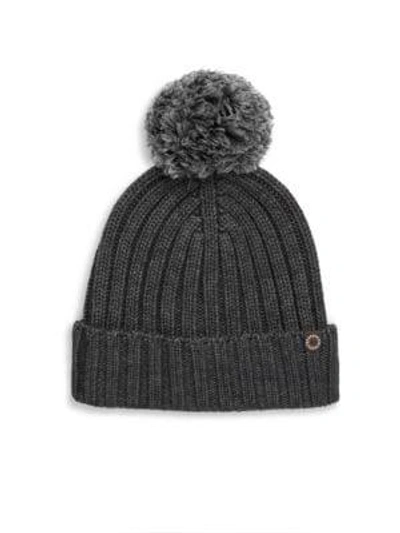 Shop Ugg Ribbed-knit Pom-pom Beanie In Charcoal