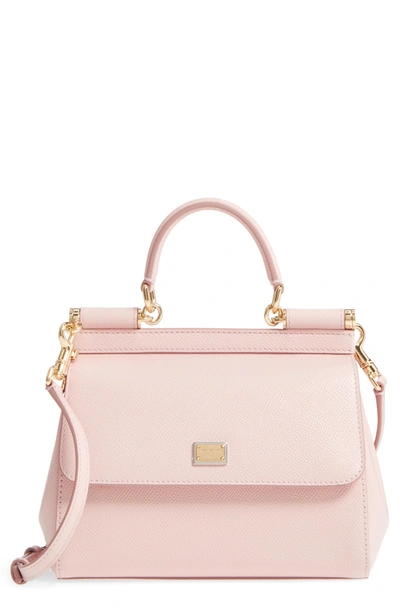 Shop Dolce & Gabbana Small Miss Sicily Leather Satchel In Flesh Pink