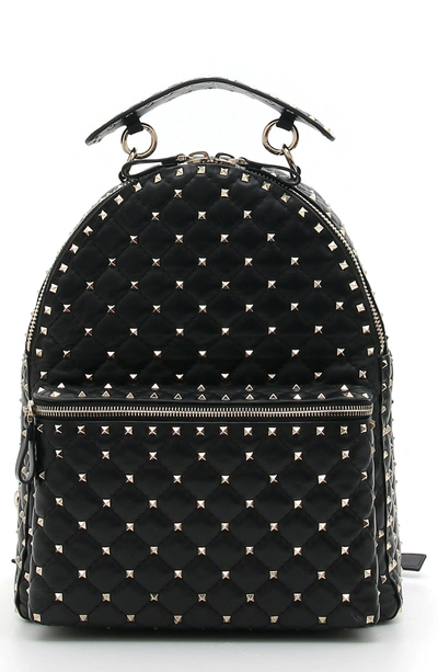 Shop Valentino Rockstud Spike Quilted Leather Backpack - Black