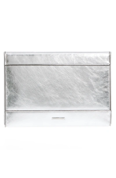 Shop Rebecca Minkoff Leo Mirror Metallic Envelope Clutch - Metallic In Silver