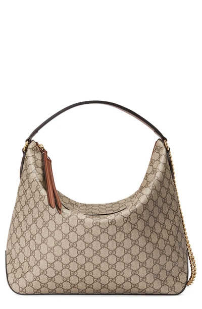 Shop Gucci Gg Supreme Canvas Hobo In Beige Ebony/tuscan