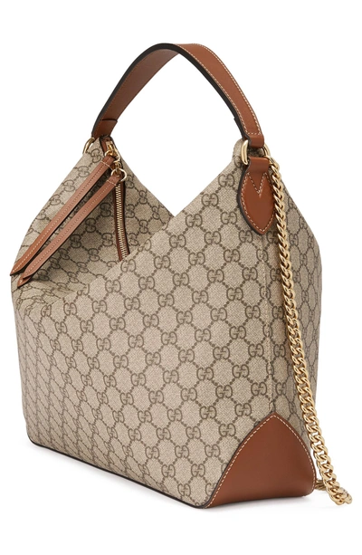 Shop Gucci Gg Supreme Canvas Hobo In Beige Ebony/tuscan