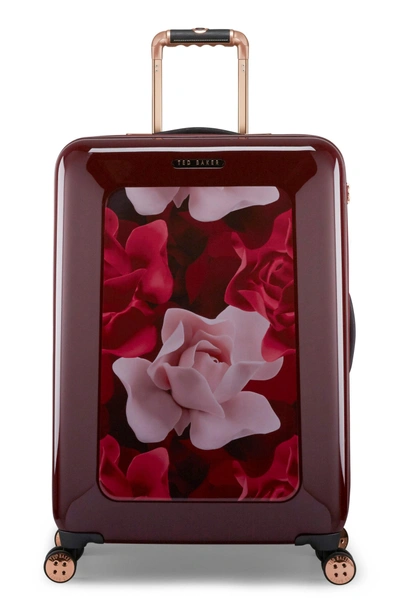 Shop Ted Baker Medium Porcelain Rose 27-inch Hard Shell Spinner Suitcase - Burgundy