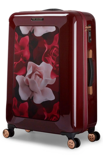 Shop Ted Baker Medium Porcelain Rose 27-inch Hard Shell Spinner Suitcase - Burgundy