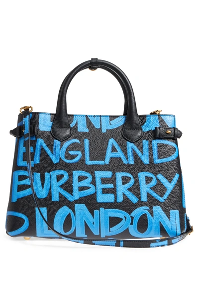 Shop Burberry Medium Banner Graffiti Leather Tote - Black