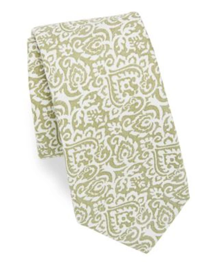 Shop Isaia Men's Paisley Cotton Tie In Beige