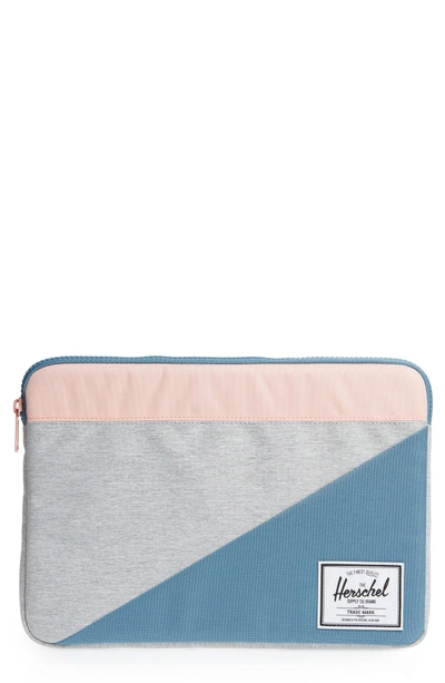 Shop Herschel Supply Co Anchor 13-inch Macbook Sleeve - Grey In Light Grey/ Aegean Blue/ Peach
