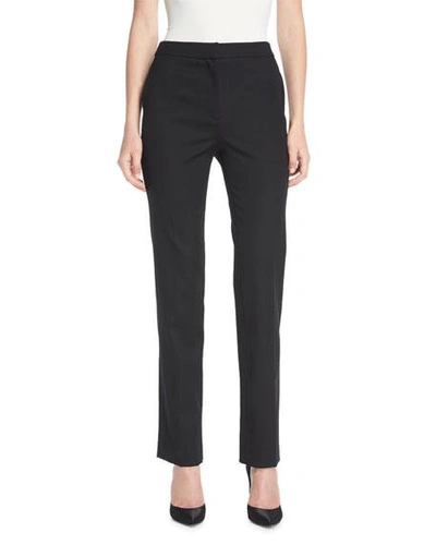 Shop Oscar De La Renta Straight-leg Stretch-wool Pants In Black