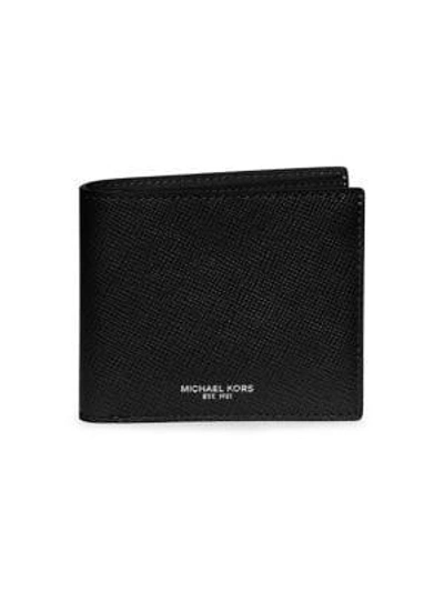 Shop Michael Kors Leather Billfold Wallet In Black