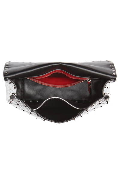 Shop Valentino Medium Rockstud Spike Metallic Leather Shoulder Bag In Silver