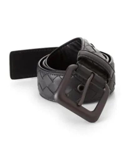 Shop Bottega Veneta Men's Intrecciato Belt In Dark Grey