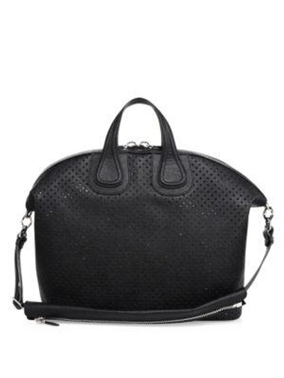Shop Givenchy Nightingale Perforated Leather Bag In Black