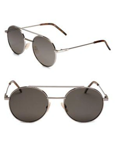 Shop Fendi 52mm Round Metal Sunglasses In Dark Ruth