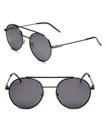 Shop Fendi 52mm Round Metal Sunglasses In Black