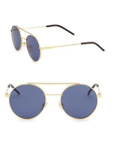 Shop Fendi 52mm Round Metal Sunglasses In Rose Gold
