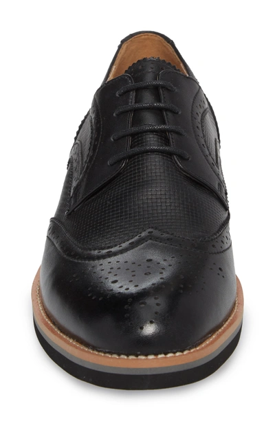 Shop English Laundry Cleave Embossed Wingtip In Black Leather