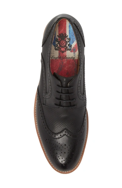 Shop English Laundry Cleave Embossed Wingtip In Black Leather