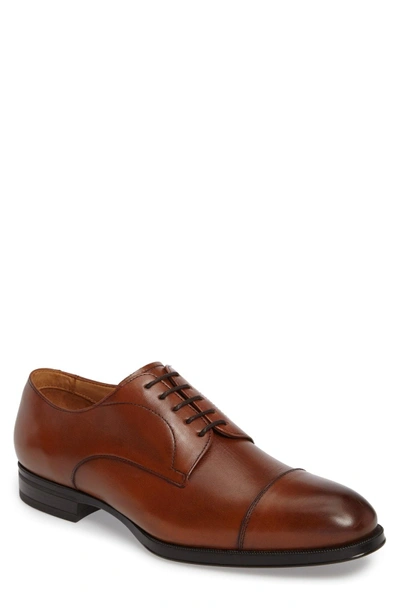 Shop Vince Camuto Tosto Cap Toe Derby In Luggage Leather
