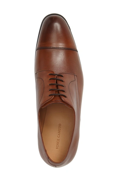 Shop Vince Camuto Tosto Cap Toe Derby In Luggage Leather