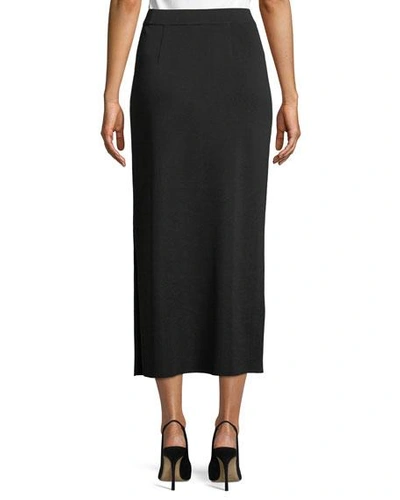 Misook Long Straight Knit Skirt, Plus Size In Black
