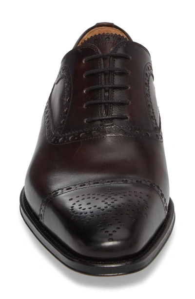 Shop Magnanni Martino Cap Toe Oxford In Burgundy Leather